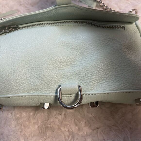 Rebecca Minkoff Mini Mac Crossbody Bag Leather mint green Chain Strap Studded - Picture 11 of 16